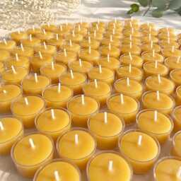 Pack Of 36 Usa Beeswax Tealight Candles, Pure Natural Yellow Tea Lights, Handcrafted Wedding Event Party Prayer Decor, Bulk Three Dozen Set