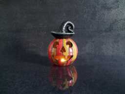 Raku Halloween Jack-O'-Lantern - Ceramic Pumpkin Candle Holder & Oil Burner Handmade Pottery Decoration Custom Colors - thumbnail 1