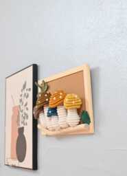 Mushroom Family Macrame Wall Art Custom Boho Home Decor - thumbnail 1