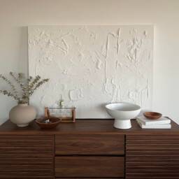 Large White Textured Canvas Painted Painting 3D Abstract Modern Art Minimalist Home Wall Decor - thumbnail 2