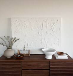 Large White Textured Canvas Painted Painting 3D Abstract Modern Art Minimalist Home Wall Decor - thumbnail 1