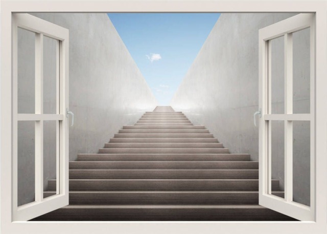 Steps Wall Decal, Sticker, Underground 3D Window View Stairs Sticker Mural, Living Room Home Decor