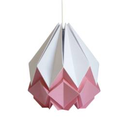 Last Items - Origami Lampshade in White & Light Pink Paper, Medium Size - thumbnail 2