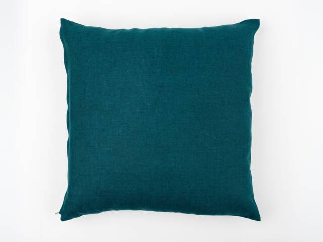 Deep Teal Linen Cushion Cover With Zipper 45cm X - 18 - image 1