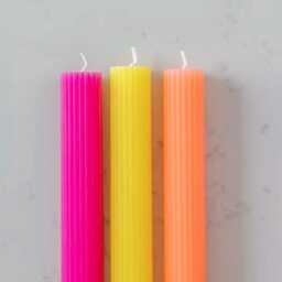 Tall Scalloped Coral Orange Dinner Candle - Wax Rustic Bright Taper Decorative 1 Size - thumbnail 2
