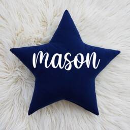 Personalized Star Pillow Custom Name, Cotton Flannel Nursery Decor - thumbnail 1