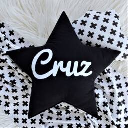 Personalized Star Pillow Custom Name, Cotton Flannel Nursery Decor - thumbnail 3