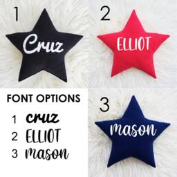 Personalized Star Pillow Custom Name, Cotton Flannel Nursery Decor - thumbnail 4