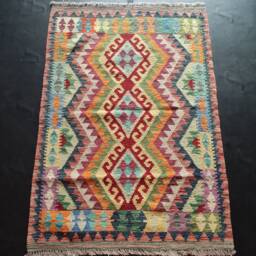 Kilim Rug Tribal, Handmade Artisan Afghan Turkish Aztec Geometric Wool 147x104 cm - thumbnail 1