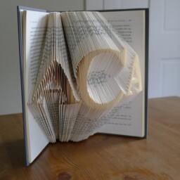 Handmade Personalized Gift - Custom Folded Book Monogram Your Initials Lovers Monogrammed Gifts For Him Her Books - thumbnail 4