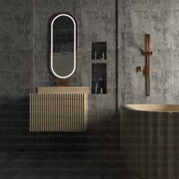 Handmade Travertine Marble Vanity - Ribbed Fluted Bathroom Sink - thumbnail 3