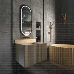 Handmade Travertine Marble Vanity - Ribbed Fluted Bathroom Sink - thumbnail 2