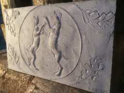 Autumn Gift Boxing Hares Wall Sculpture, Garden Plaque, Ornament, Art - thumbnail 1