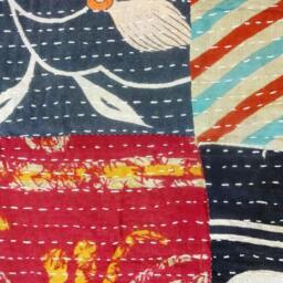 Handmade Indian Kantha Quilt Patchwork Cotton Bedspread, Twin Size - thumbnail 4