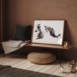 Britain & Mexico Map Black & Gold Travel Wall Art Print - United Kingdom UK - thumbnail 2