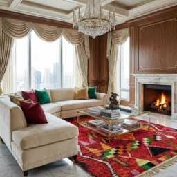 Handwoven Mrirt Berber Rug Beige & Red Moroccan Boho Rug - thumbnail 3