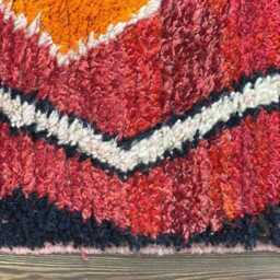Handwoven Mrirt Berber Rug Beige & Red Moroccan Boho Rug - thumbnail 4