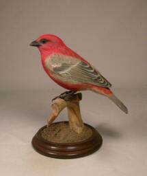 Pine Grosbeak Hand Carved Wood Bird Carving - thumbnail 2