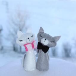 Cat Toys Couples Gift Set Felt Miniature Animals Toy Cat Figures Cheap Valentine Day Tiny Mini Lover Gifts For Mom - thumbnail 2