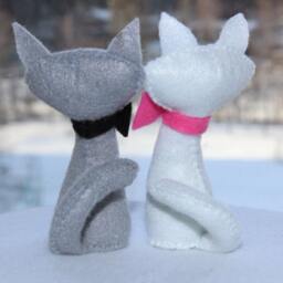 Cat Toys Couples Gift Set Felt Miniature Animals Toy Cat Figures Cheap Valentine Day Tiny Mini Lover Gifts For Mom - thumbnail 3