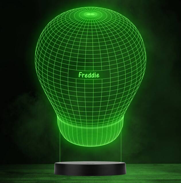 3D Effect Hot Air Balloon & Basket Personalised Colour Change Lamp Night Light - image 1