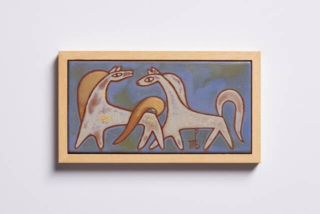Ceramic Art Tile Wild Horses Wall D??cor Handmade Equestrian Gifts Kids Room Animal For Girlfriend Aesthetic Artwork Simple Lines - image 1