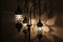 3 Glass Standing Lamp, Morocco Lantern, Chandelier, Turkish Light, Standing Floor Standing Lamp, Morocco Lamp, Turkey Light