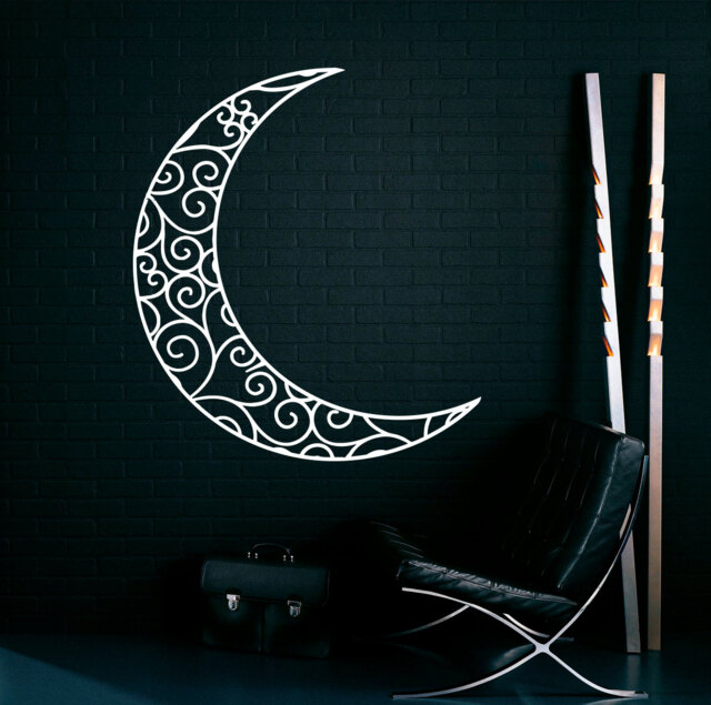 Moon Wall Decal Crescent Vinyl Stickers Stars Symbol Home Interior Design Art Murals Bedroom Decor - 14Ms01Y - image 1