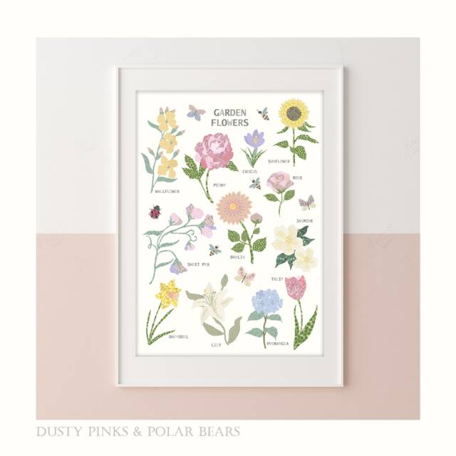 Floral Edition - Garden Flowers Print Florals Children's Prints Bedroom Flower -Children's Wall Art Liberty - image 1