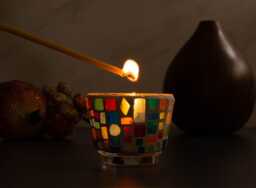 Handmade Mosaic Candle Holder Colorful Acrylic Tile Decor