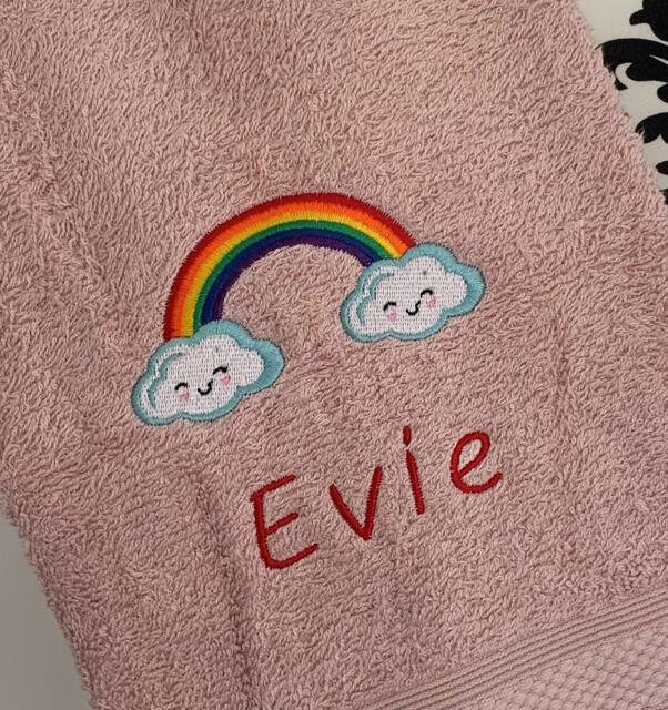 Personalised Baby Taggy Blanket - Embroidered Name & Rainbow 35cm X Comforter Blanket - image 1
