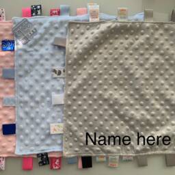 Personalised Baby Taggy Blanket - Embroidered Name & Rainbow 35cm X Comforter Blanket - thumbnail 4