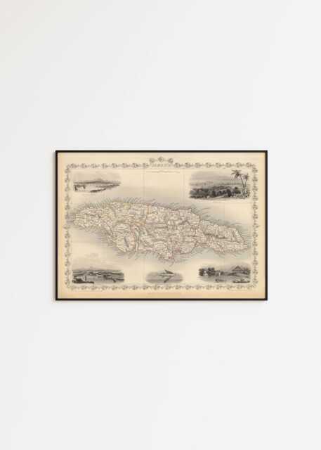 Vintage Jamaica Map Print 1851 Wall Art - image 1