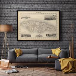 Vintage Jamaica Map Print 1851 Wall Art - thumbnail 3