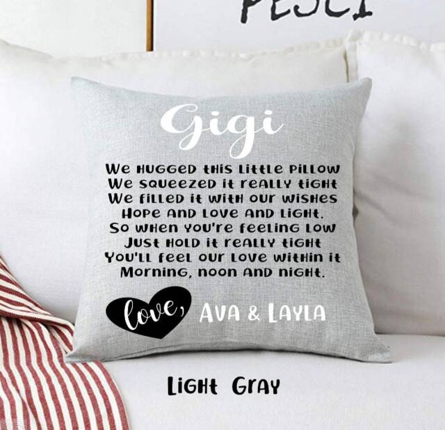 Personalized Linen Throw Pillow, Custom Grandparent Gift - image 1