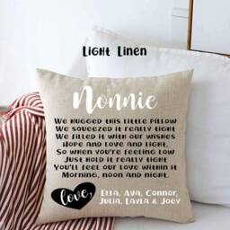 Personalized Linen Throw Pillow, Custom Grandparent Gift - thumbnail 2