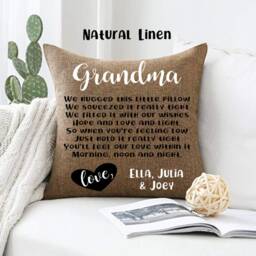 Personalized Linen Throw Pillow, Custom Grandparent Gift - thumbnail 3