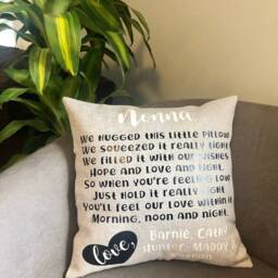 Personalized Linen Throw Pillow, Custom Grandparent Gift - thumbnail 4