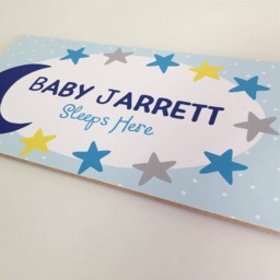 Moon Stars Door Sign, Boys Star Nursery, Personalized Print, Theme Kids Name & Decor, Baby Boy Gift - thumbnail 2