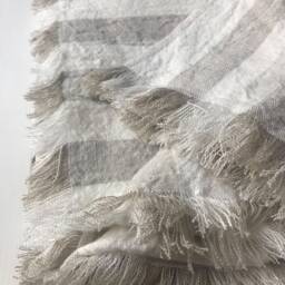 Soft Linen Beach Towel in Thick Beige White Stripes/Stonewashed Linen Beach Stripes/Beach Scarf/ - thumbnail 3