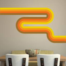 70S Style Retro Stripes Wall Stickers Art Car Campervan Orange Brown - thumbnail 2