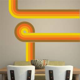 70S Style Retro Stripes Wall Stickers Art Car Campervan Orange Brown