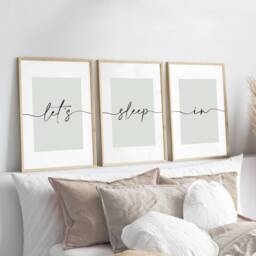 Lets Sleep in Prints, Set Of 3, Bedroom Print, Home Love Above Bed Cosy Neutral Decor, Wall Art - thumbnail 3