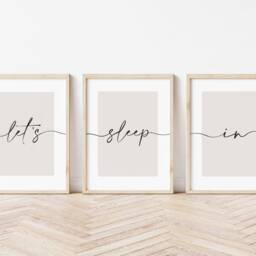 Lets Sleep in Prints, Set Of 3, Bedroom Print, Home Love Above Bed Cosy Neutral Decor, Wall Art - thumbnail 2