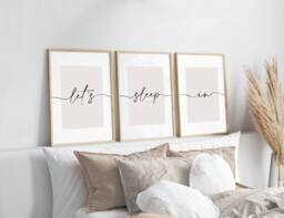 Lets Sleep in Prints, Set Of 3, Bedroom Print, Home Love Above Bed Cosy Neutral Decor, Wall Art - thumbnail 1