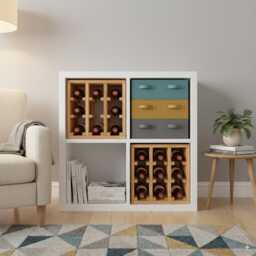 Handmade Wooden Wine Rack Insert For Ikea Kallax - 9 Bottle Capacity