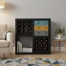 Handmade Wooden Wine Rack Insert For Ikea Kallax - 9 Bottle Capacity - thumbnail 2