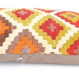 "Kilim Pillow, Wool Kilim Cousin From Anatolia, 30x60 cm, 12""x24" - thumbnail 3