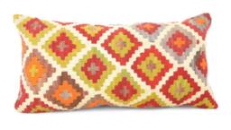 "Kilim Pillow, Wool Kilim Cousin From Anatolia, 30x60 cm, 12""x24" - thumbnail 1