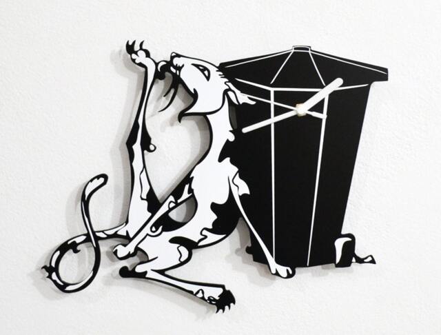 Cat in The Alley Silhouette - Wall Clock - image 1
